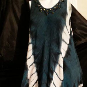 Blue and Black Tie Dyed Hippie Dress